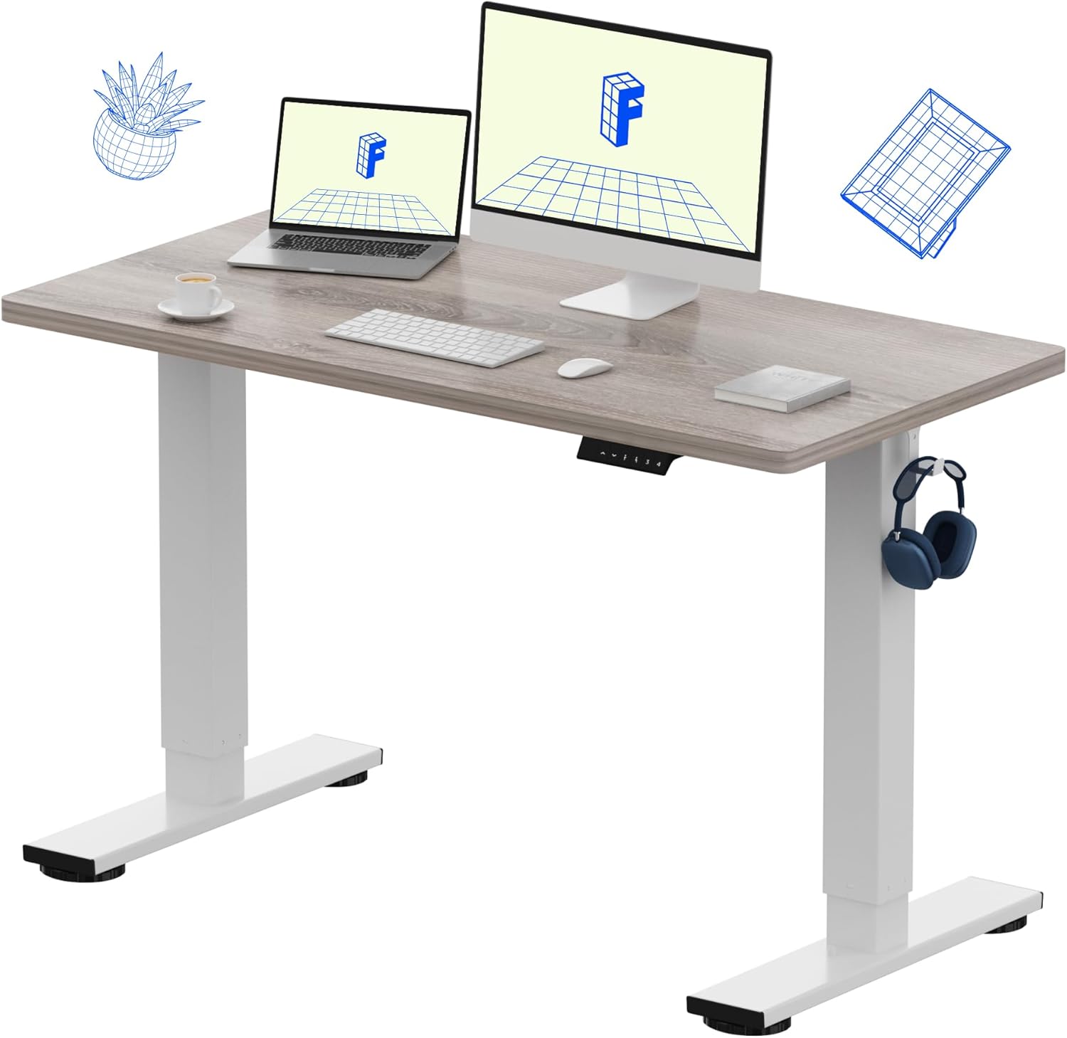 Desk Setup One Monitor - One-Piece Electric Height Adjustable Standing Desk