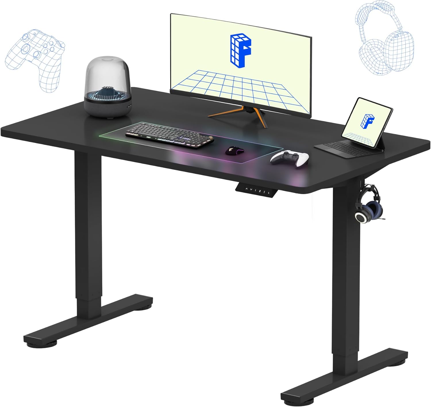 Desk Setup One Monitor - Electric Height Adjustable Standing Desk 48x24