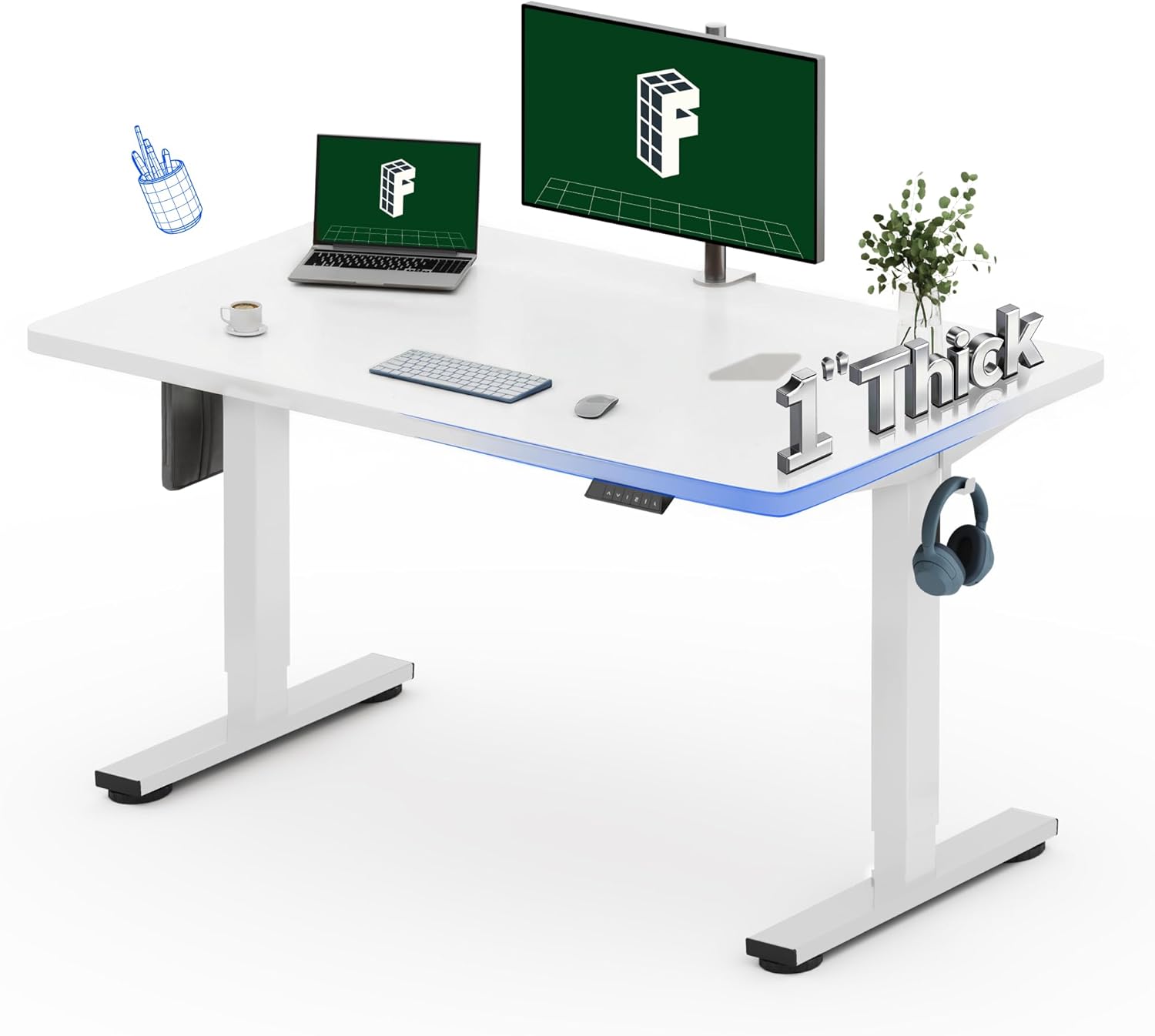 Desk Setup One Monitor - Electric Standing Desk 48 x 30