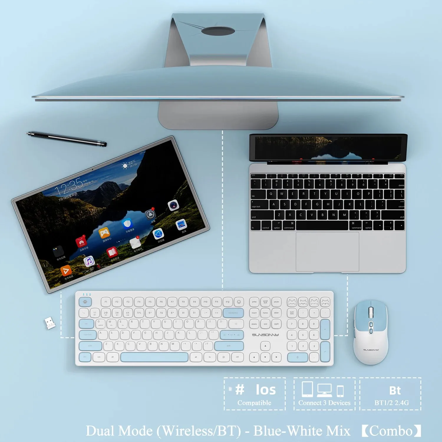 Cute Silent Keyboard and Mouse - Desk Setup Keyboard recension och pris