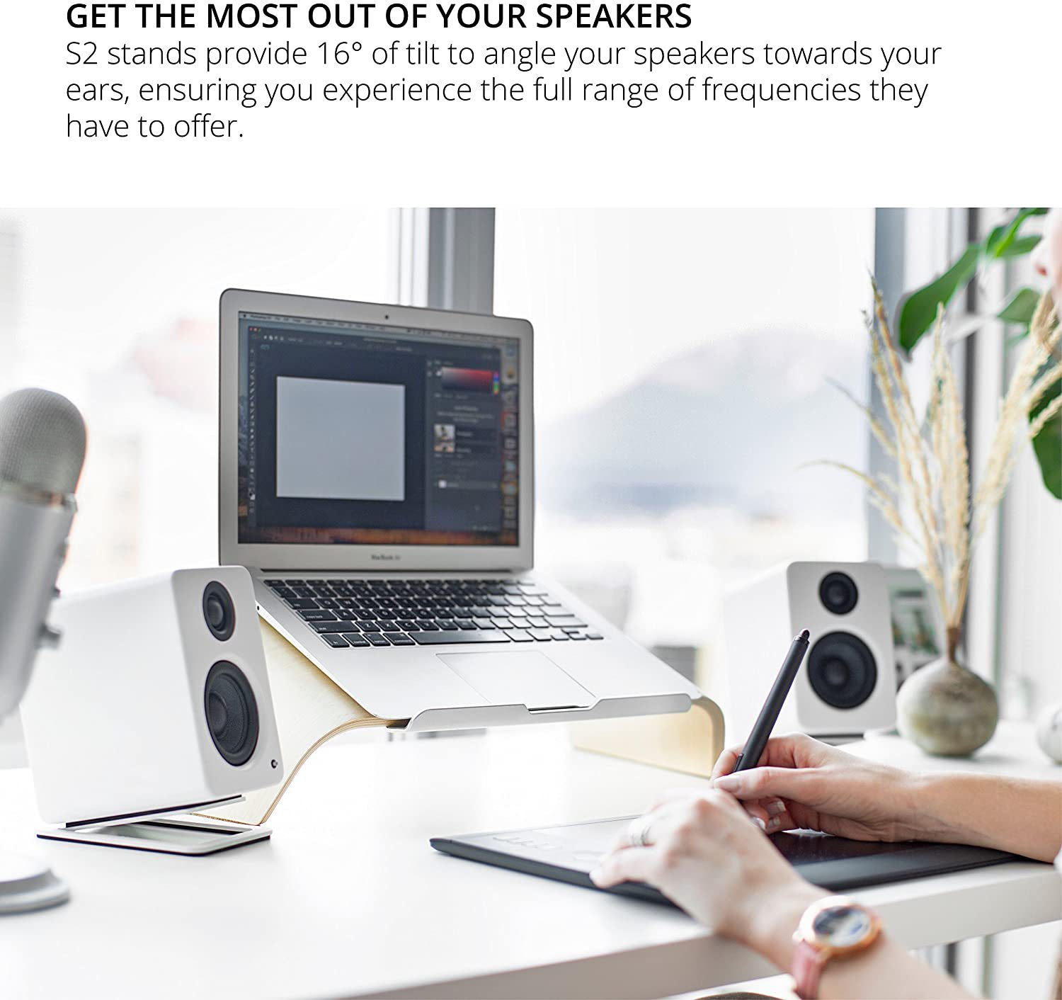 2pcs Desktop Speaker Stands fo - Desk Setup With Speakers recension och pris