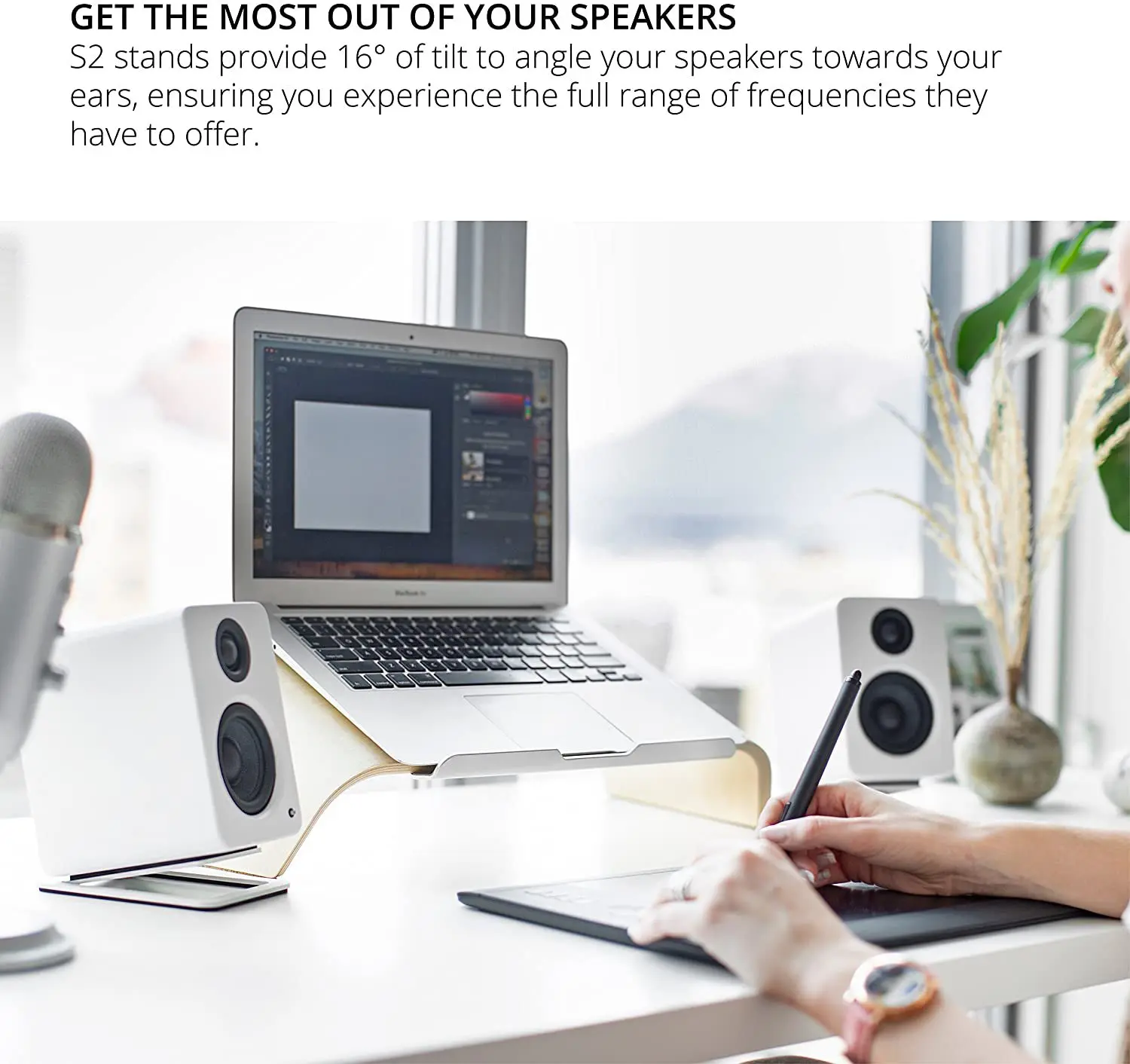 2pcs Desktop Speaker Stands fo - Desk Setup With Speakers recension och pris