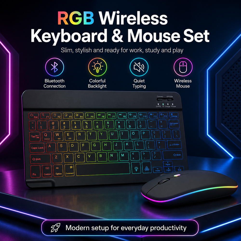 New Ultra Slim Portable 7 Colo - Desk Setup Keyboard recension och pris