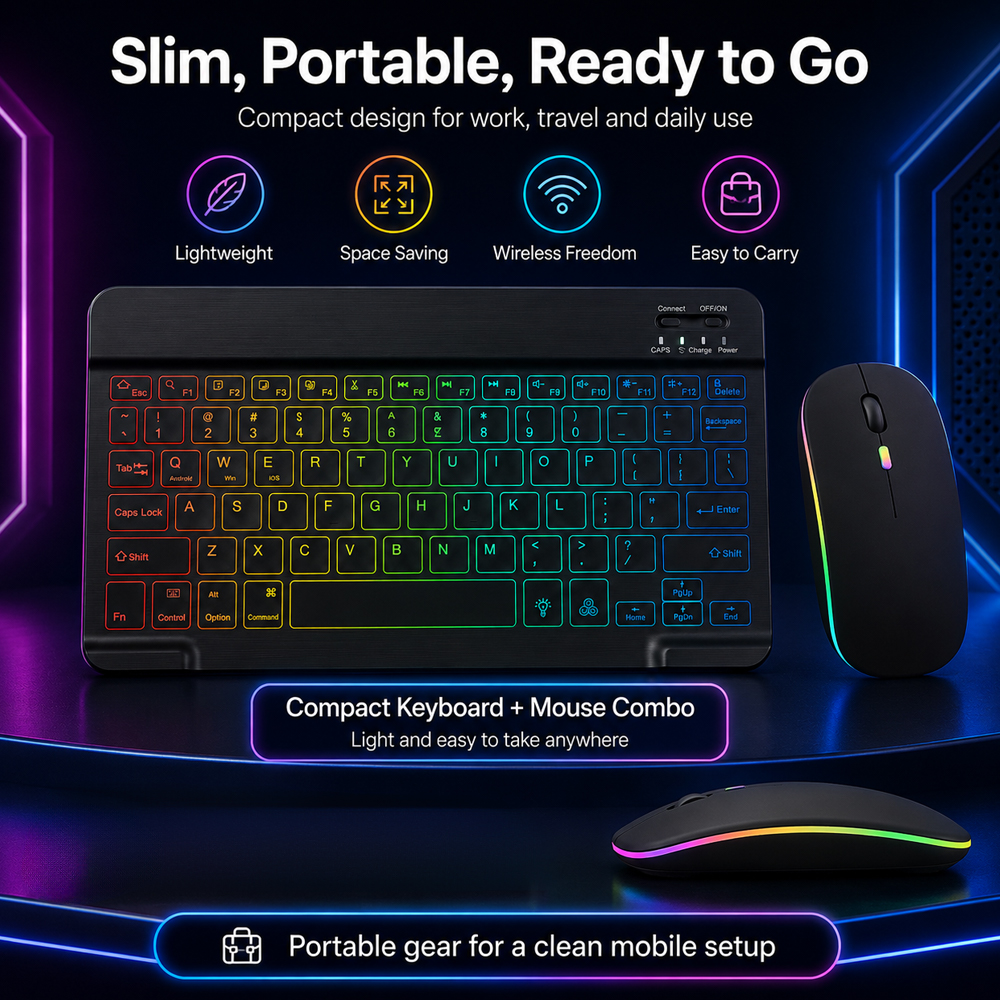 New Ultra Slim Portable 7 Colo - Desk Setup Keyboard recension och pris