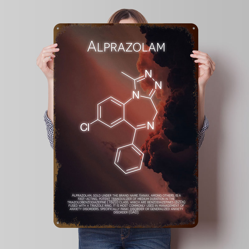 Alprazolam Molecule Tinplate P - Desk Setup Poster recension och pris