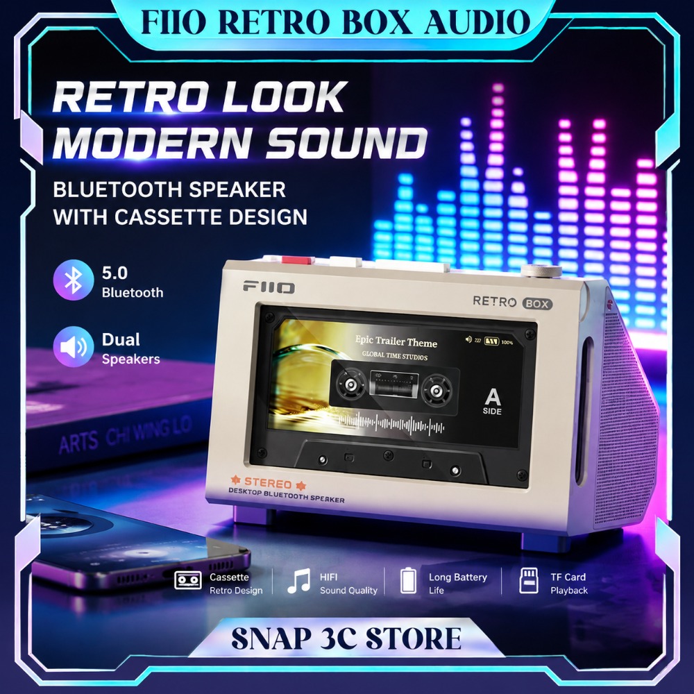 FiiO RETRO BOX Cassette Style  - Desk Setup With Speakers recension och pris