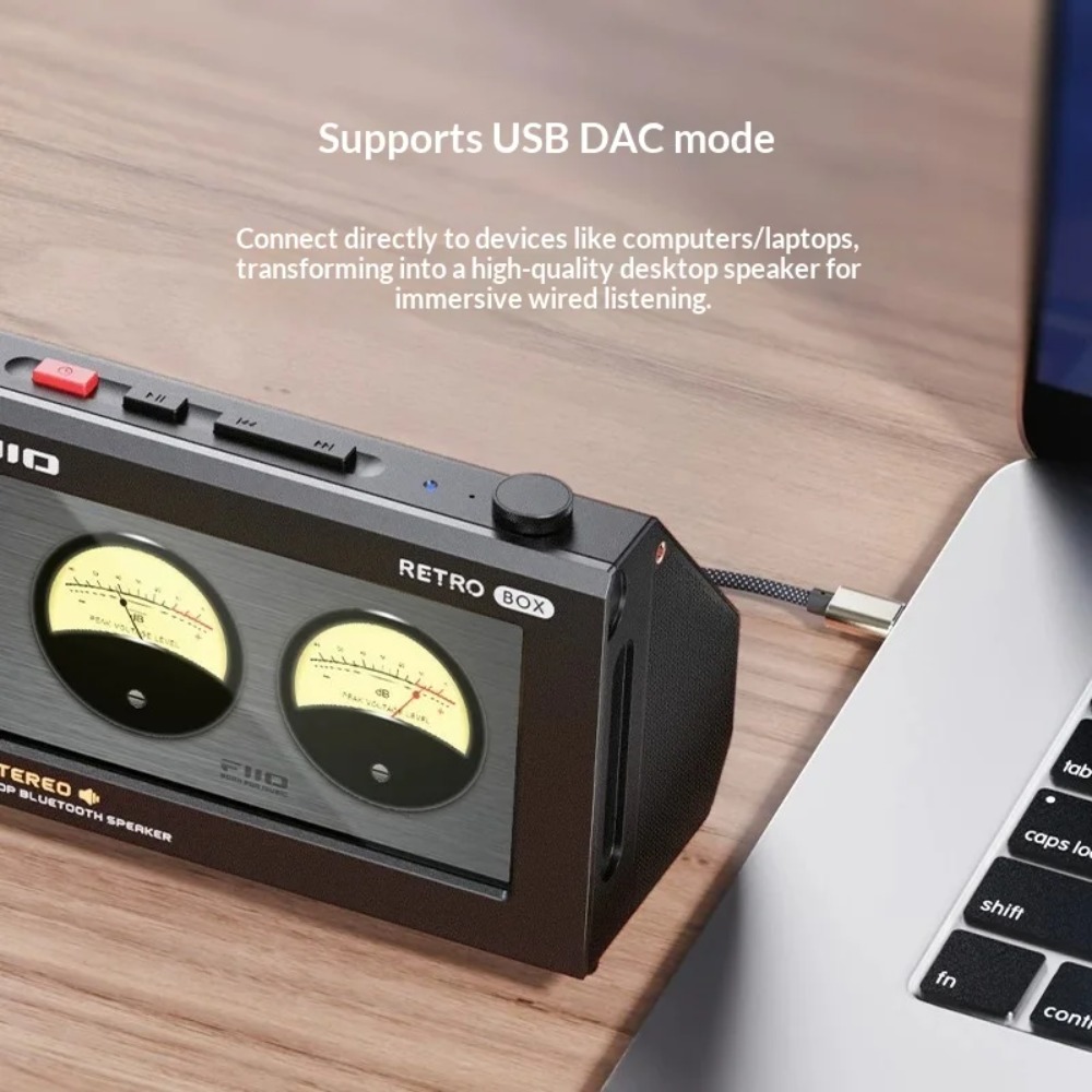 FiiO RETRO BOX Cassette Style  - Desk Setup With Speakers recension och pris