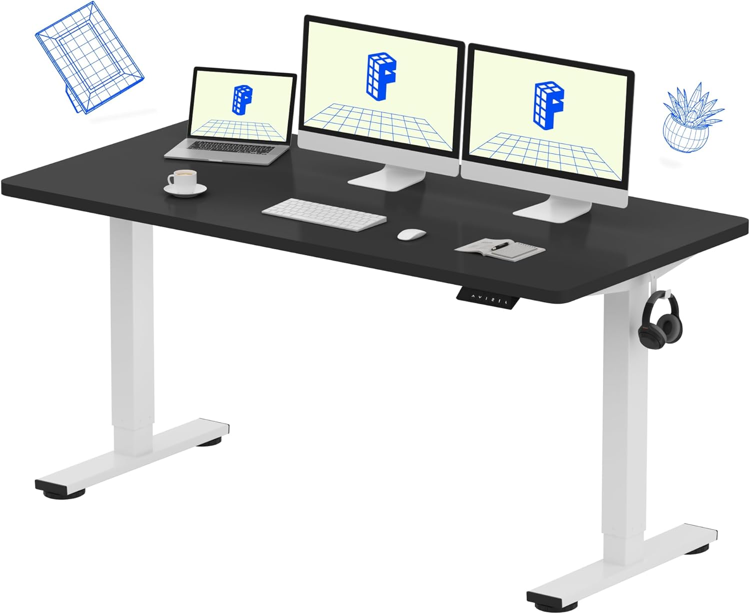 55x28 Inch Electric Height Adj - Desk Setup One Monitor recension och pris