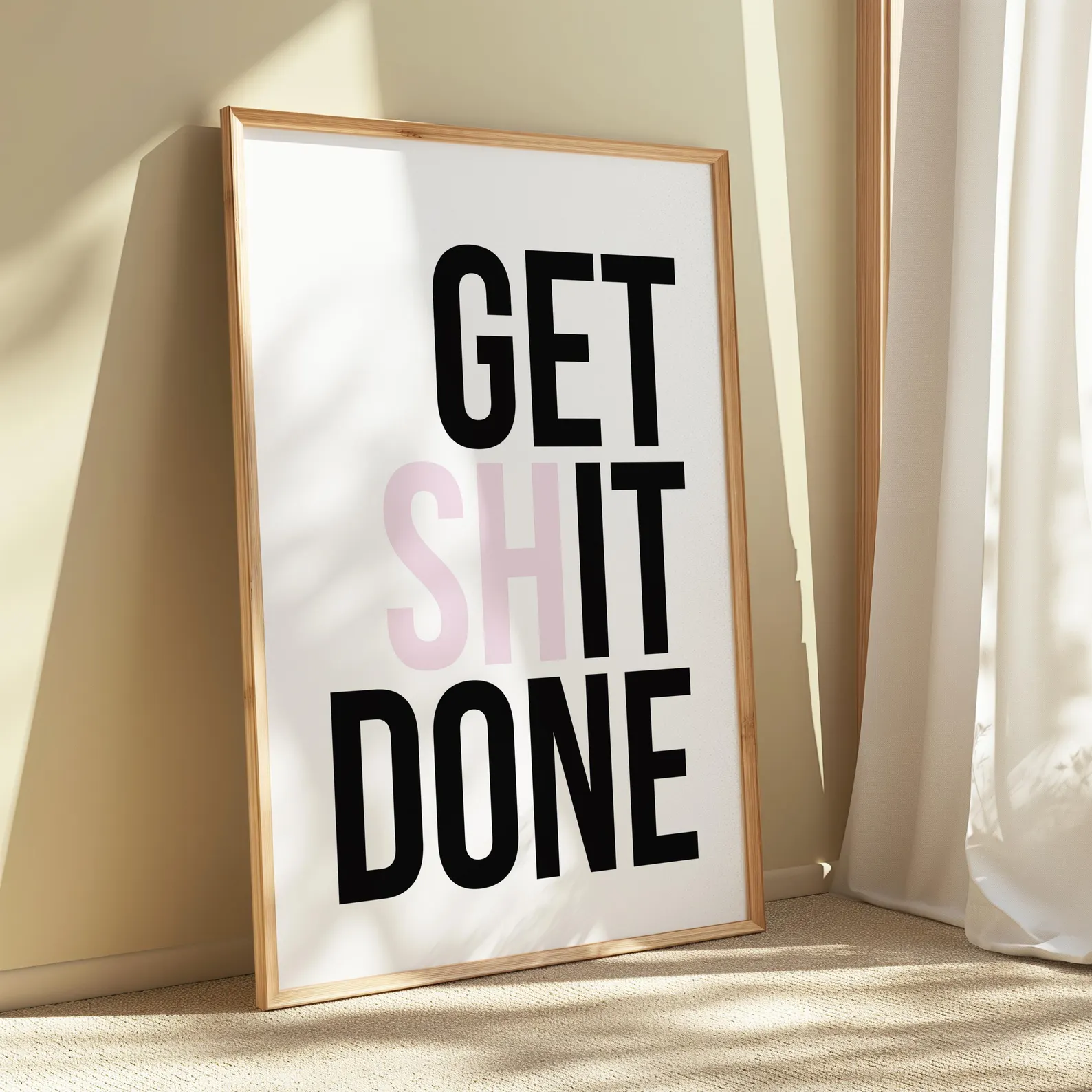Get Shit Done, Office Art, Mot - Desk Setup Poster recension och pris