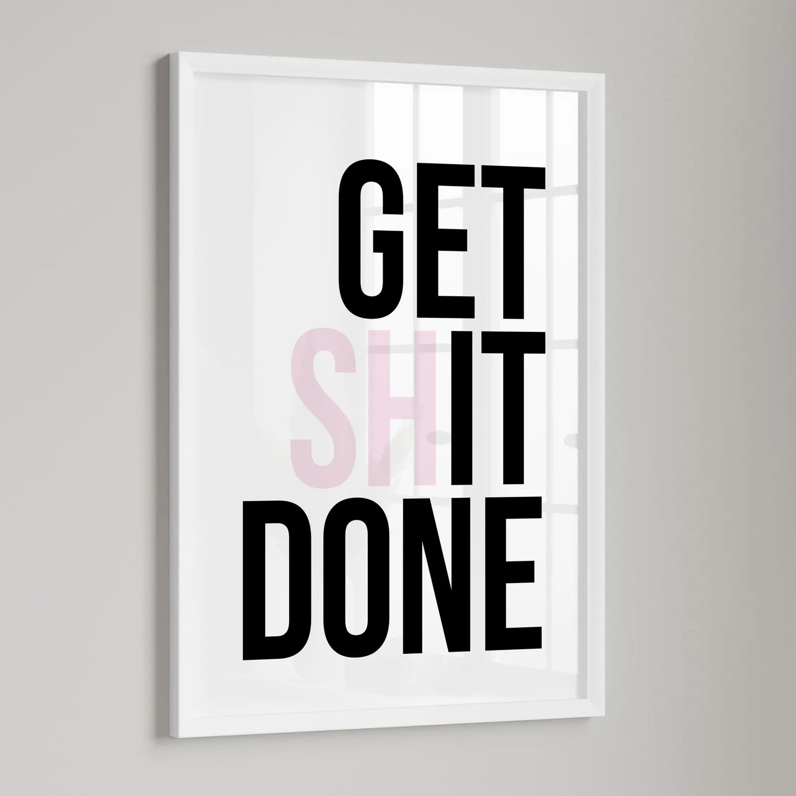 Get Shit Done, Office Art, Mot - Desk Setup Poster recension och pris